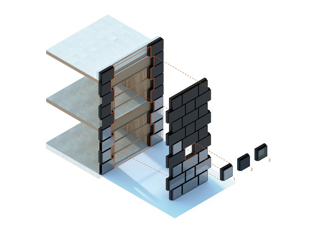 Inwisselbare cassettes gevel.